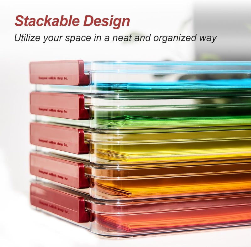 CATOOMUU A4 Storage File Box 9 X 13 Clear Stackable Slim Plastic Portable Project Case For Letter Paper Photo Documents Scrapbook, 3 Count - Image 4
